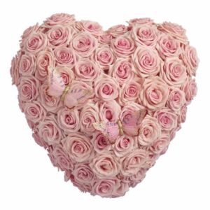 Rouwhart roze rozen