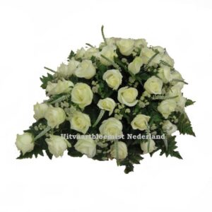 rouwstuk witte rozen uitvaart